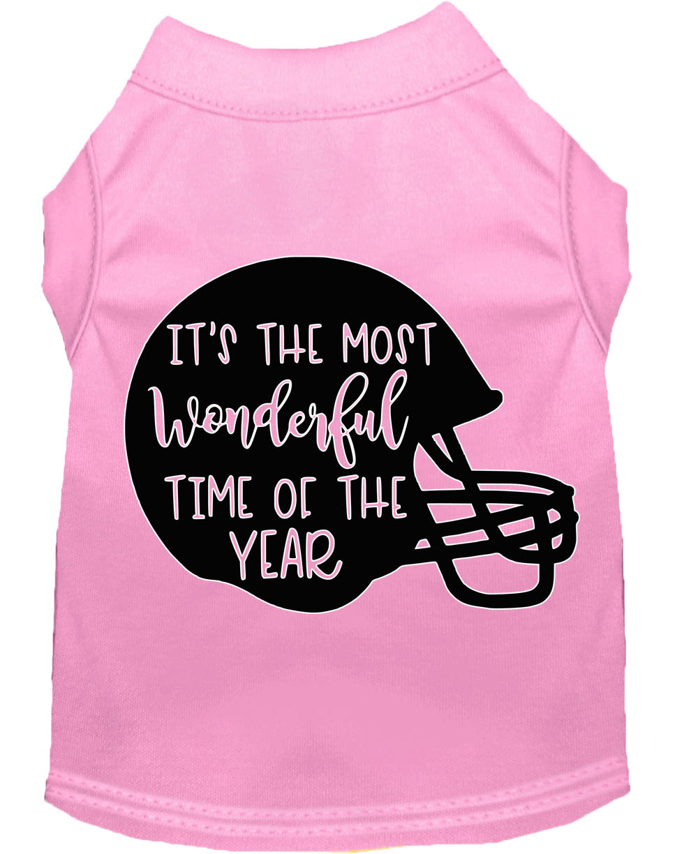 Most Wonderful Time of the Year (Football) Screen Print Dog Shirt Light Pink XS